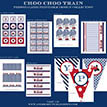 Choo Choo Train Birthday Party Printables Collection - Red Navy